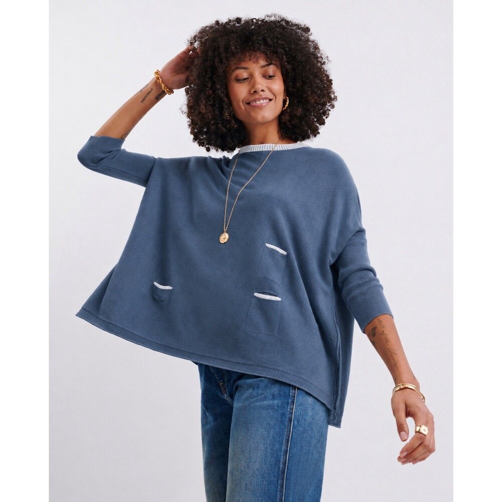 Mersea Oversized Catalina Knit Traveler Sweater Women’s OS Navy Minimalist Boxy
